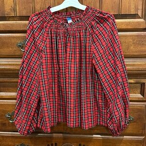 Old Navy Plaid Smocked Seersucker Swing Top Size L Large Perfect Holiday Top